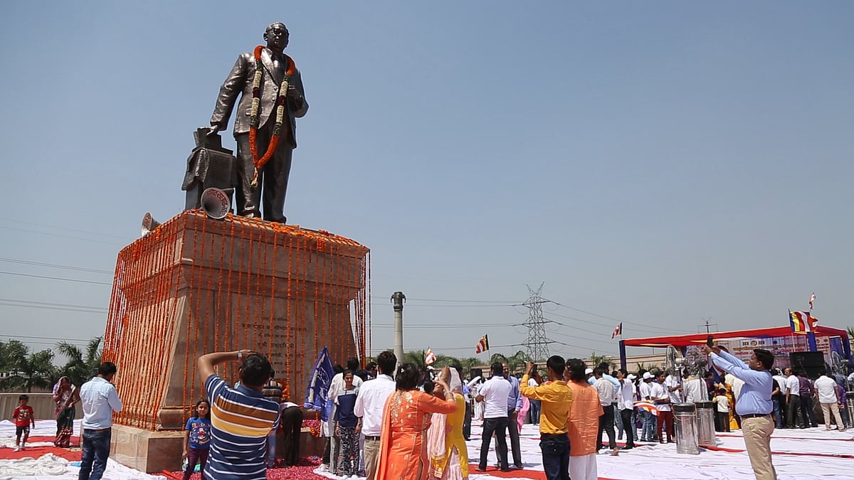 Ambedkarites at an event honouring Babasaheb in Noida, on the outskirts of Delhi.