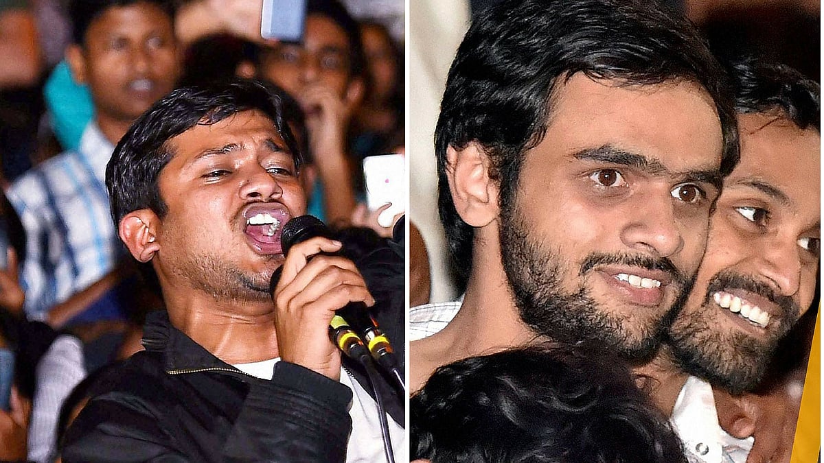 Kanhaiya Kumar, Umar Khalid and Anirban Bhattacharya. (Photo: Altered by <b>The Quint</b>)
