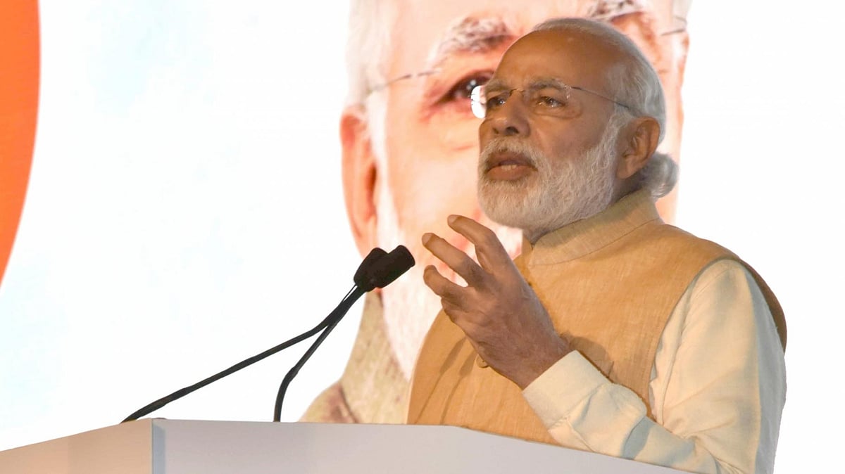 Prime Minister Narendra Modi addresses at the Maritime India Summit, in Mumbai. (Photo: IANS)&nbsp;