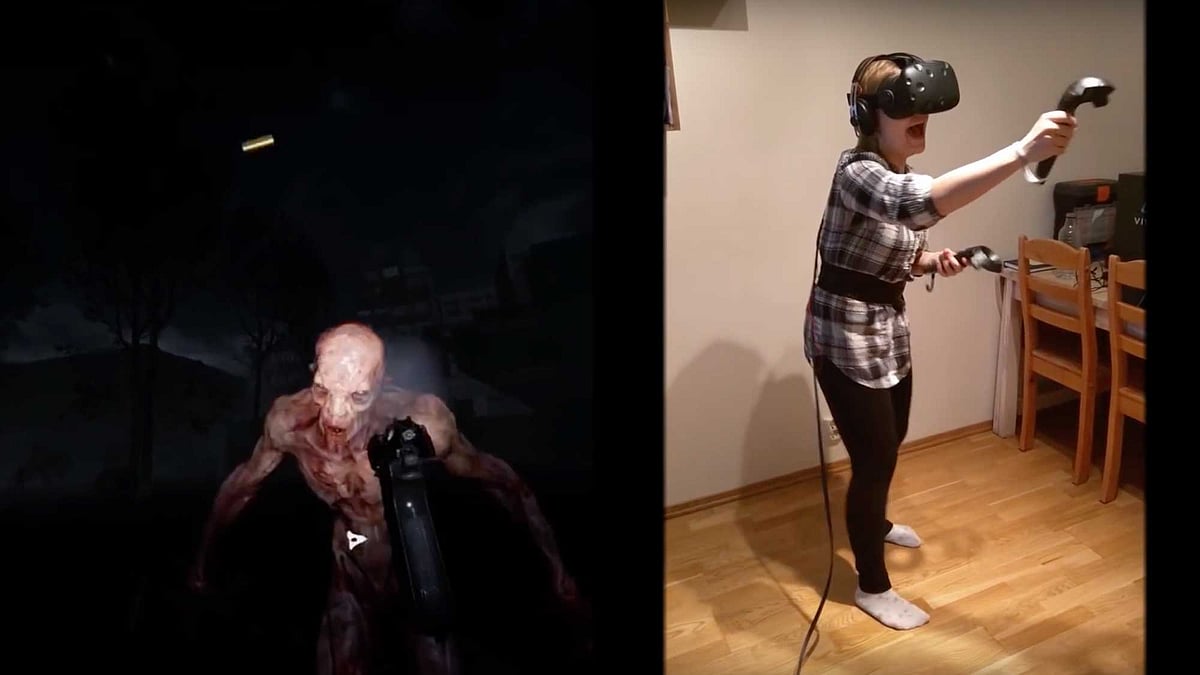 Renate from the Karl&RenateVR channel played the game on the HTC Vive VR Headset. (Photo Courtesy: <a href="https://www.youtube.com/channel/UCPpA3ZZxi2_cw_sT1CcJ_xw">Karl&RenateVR</a>)