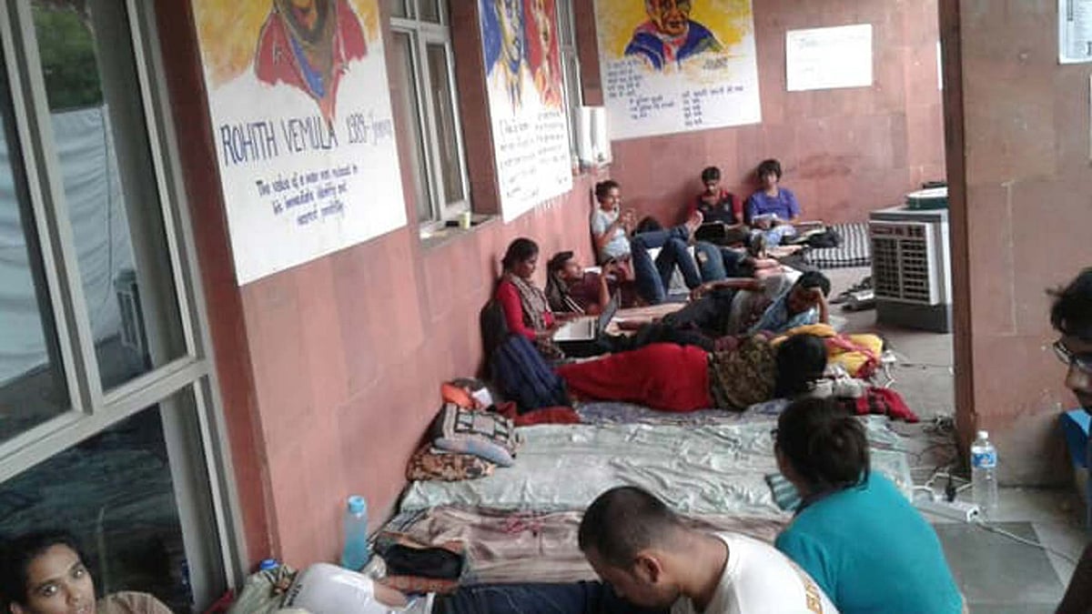 After VC’s refusal to meet their demands, the protesting students have decided to continue their indefinite huger strike. (Photo Courtesy: Arun Oraon)