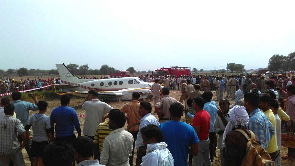 The aircraft, owned by the Alchemist Group, was on its way from Patna to Delhi with a patient in need of medical attention. (Photo: ANI screengrab)