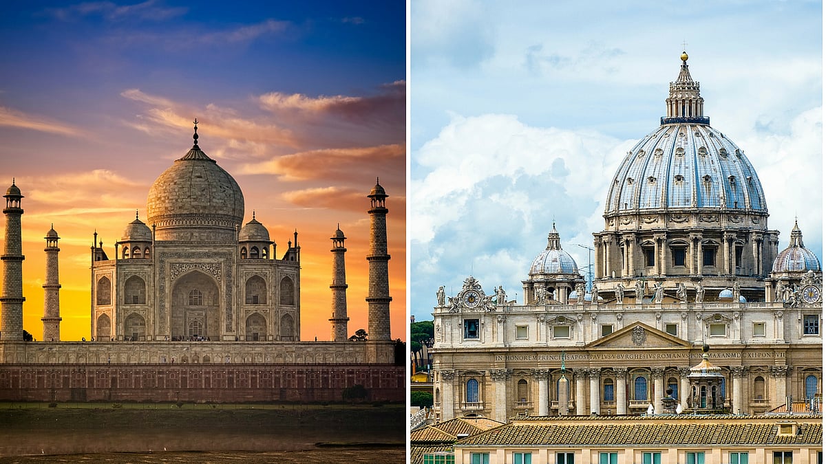 

Taj Mahal (L) and the St Peter’s Basilica (R). (Photo: <b>The Quint</b>)