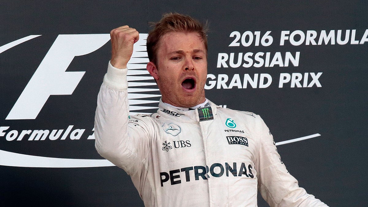 Nico Rosberg celebrates after winning the Russian GP. (Photo: AP) 