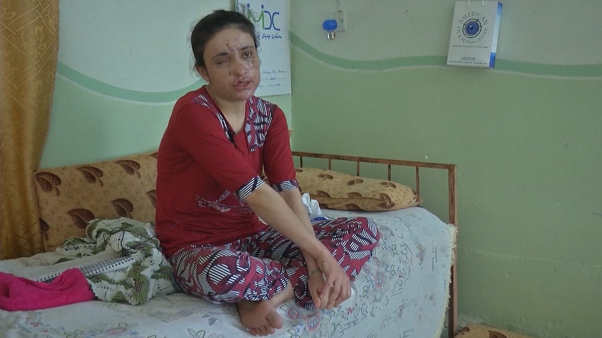 The young Yazidi woman was kept as a sex slave by IS militants in Iraq and Syria. (Photo: AP screengrab)