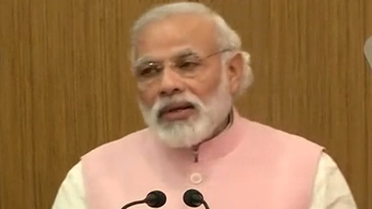 PM Narendra Modi addressing the North Eastern Council meeting at Shillong. (Photo: ANI Screengrab)