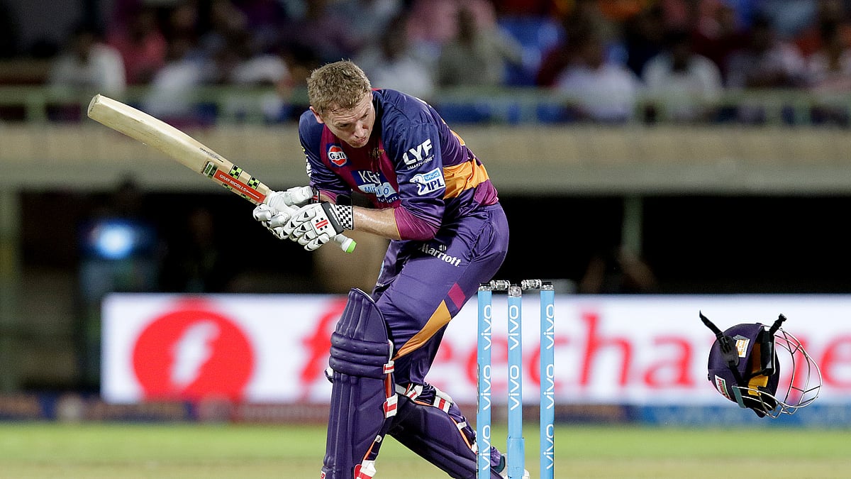 Coulter-Nile knocked off Bailey’s helmet with a bouncer. (Photo: BCCI)