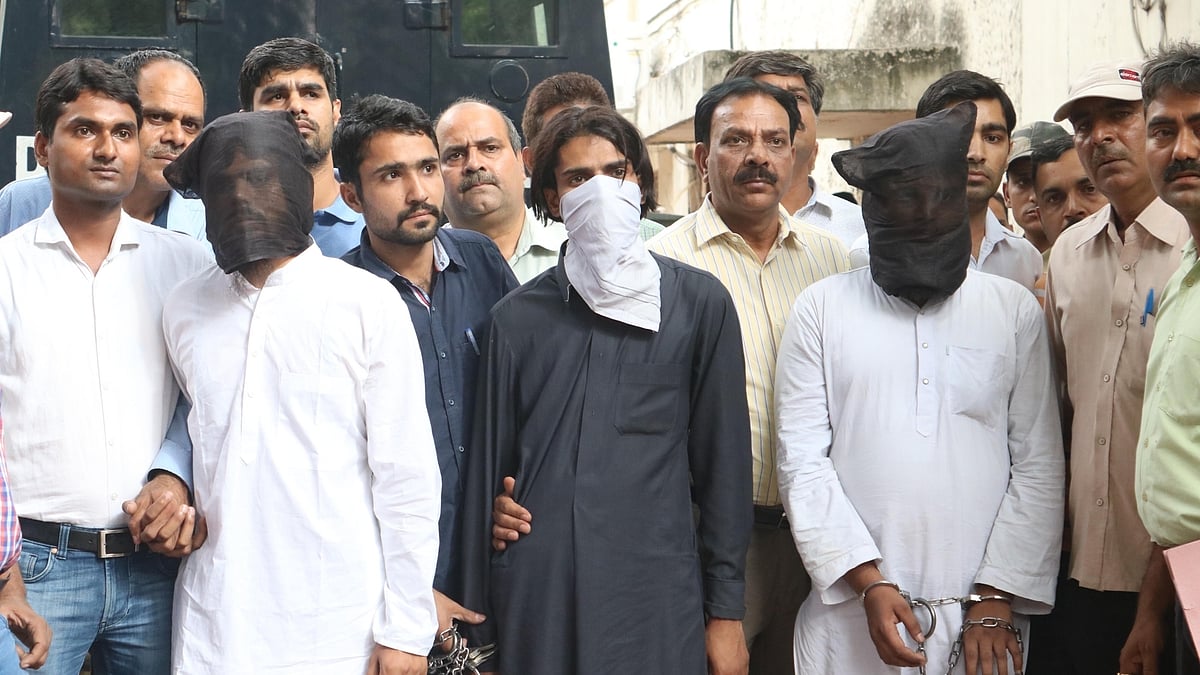 Three Jaish-e-Mohammed (JeM) suspects who were arrested for planning a terror attack in Delhi. (Photo: IANS)
