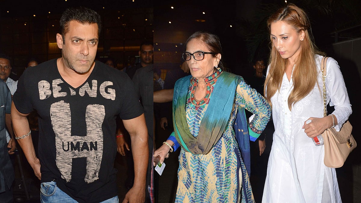 Salman Khan is received at the airport by his mum Salma Khan and rumoured girlfriend Iulia Vantur (Photo: The Quint)