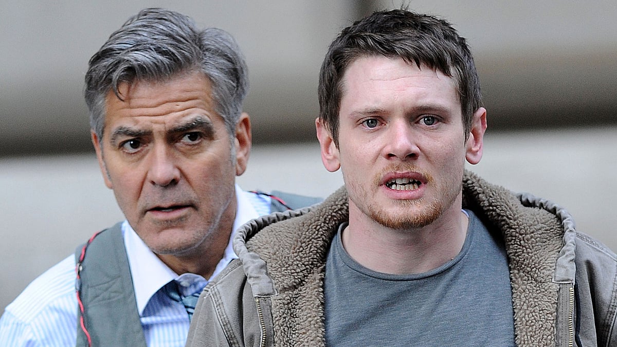 George Clooney and Jack O’Connell in a still from <i>Money Monster </i>