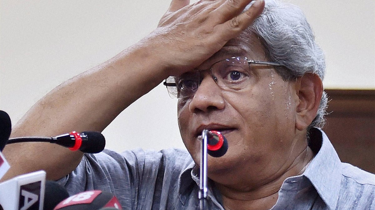 CPI(M) General Secretary Sitaram Yechury during a press conference in New Delhi on Thursday following the Assembly elections results of five states. (Photo: PTI)