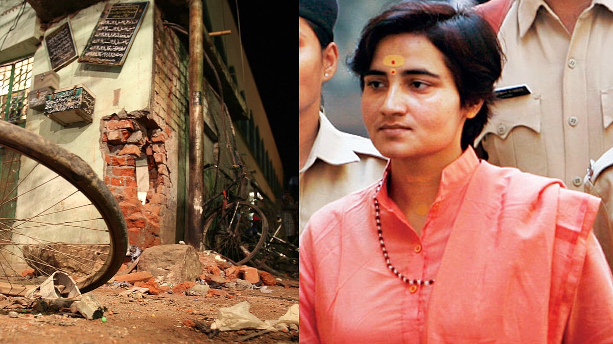 The NIA on Friday dropped all charges against Sadhvi Pragya Thakur and five others in the 2008 Malegaon blast case. (Photo: Altered by <b>The Quint</b>)