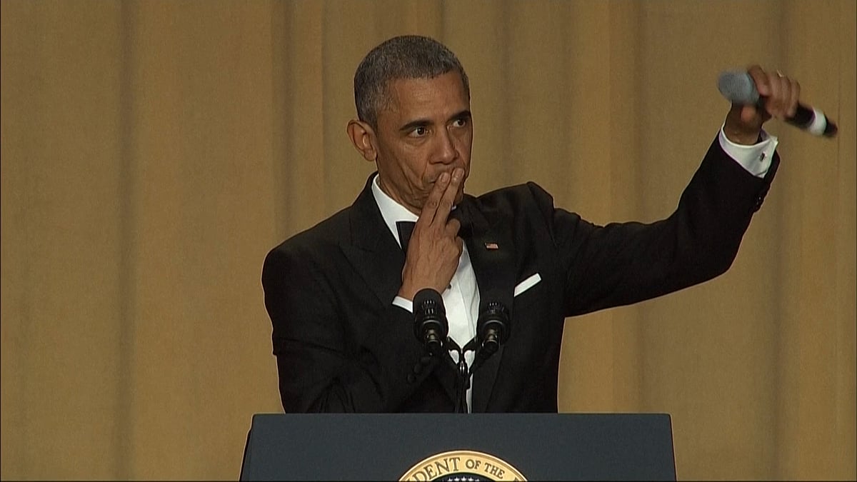 “Obama out” were his last words at the White House Correspondents’ dinner. (Photo: AP screengrab)
