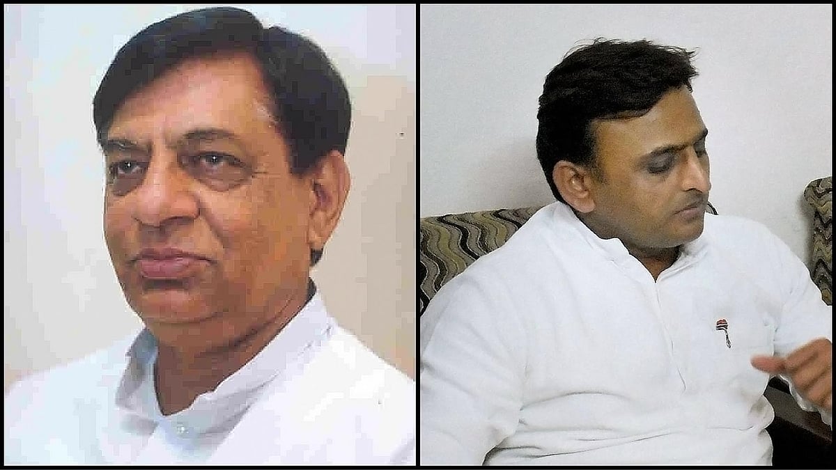 BJP MP accused in Muzaffarnagar violence case, Hukum Singh (left) and Chief Minister of Uttar Pradesh Akhilesh Yadav. (Photo: <b>The Quint</b>)