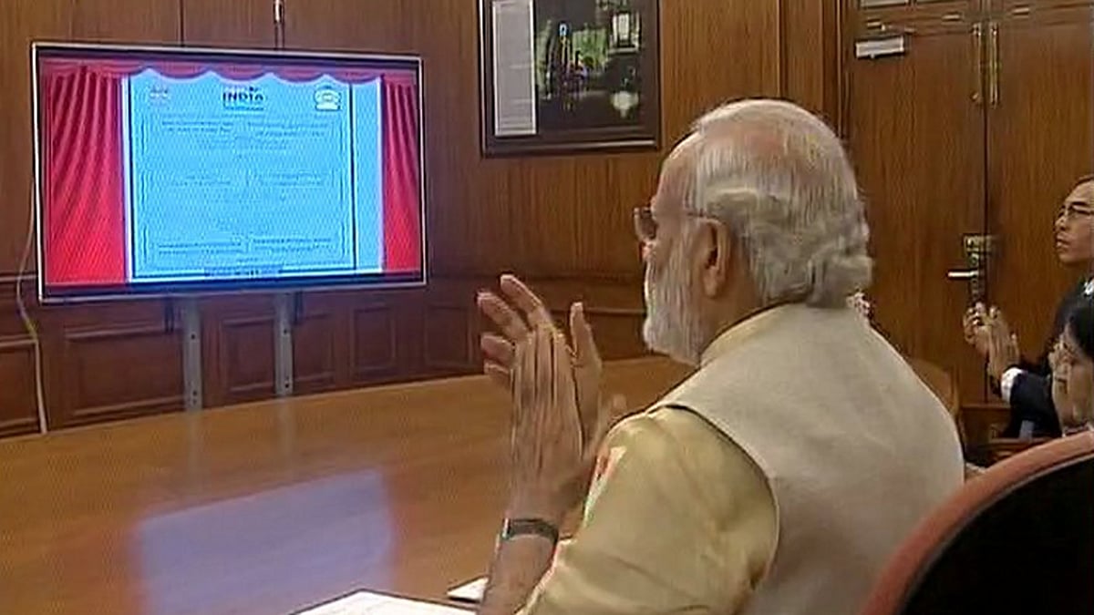 PM Modi Inaugurating the Duraiappah stadium in Sri Lanka via video conference. (Photo Courtesy: <a href="https://twitter.com/ANI_news/status/744028240700915712">Twitter/@ANI</a>)