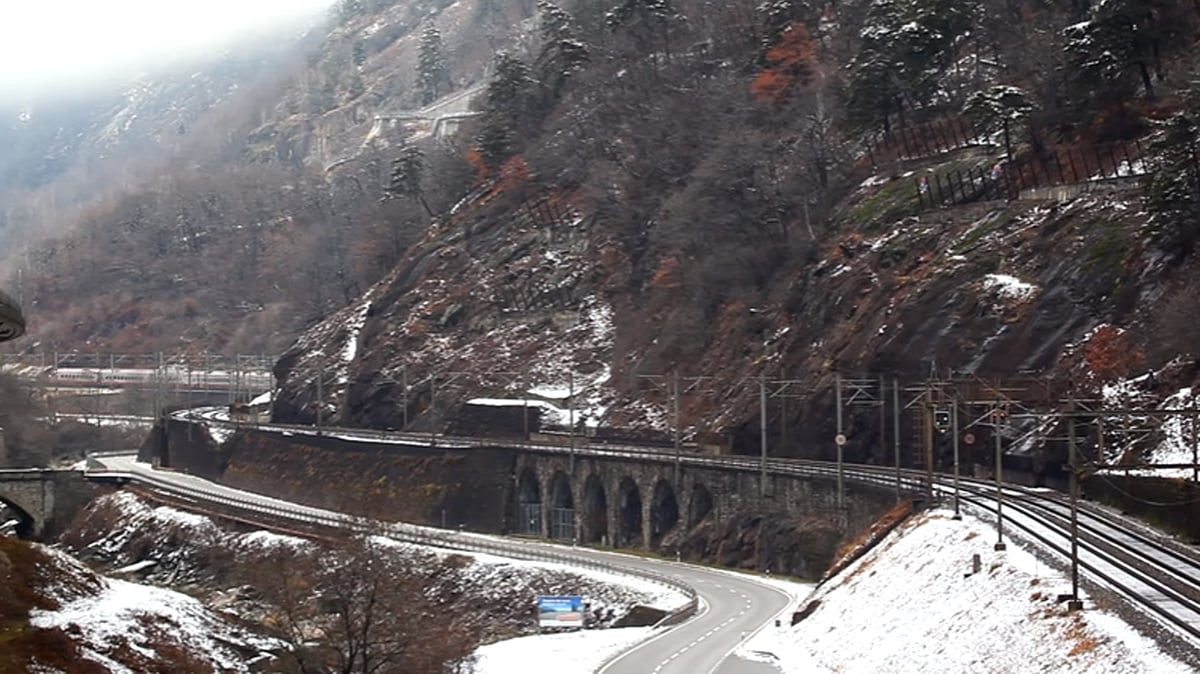 

The Gotthard tunnel has overtaken Japan’s 53.9 km Seikan rail tunnel as the longest in the world. (Photo: YouTube Screengrab)