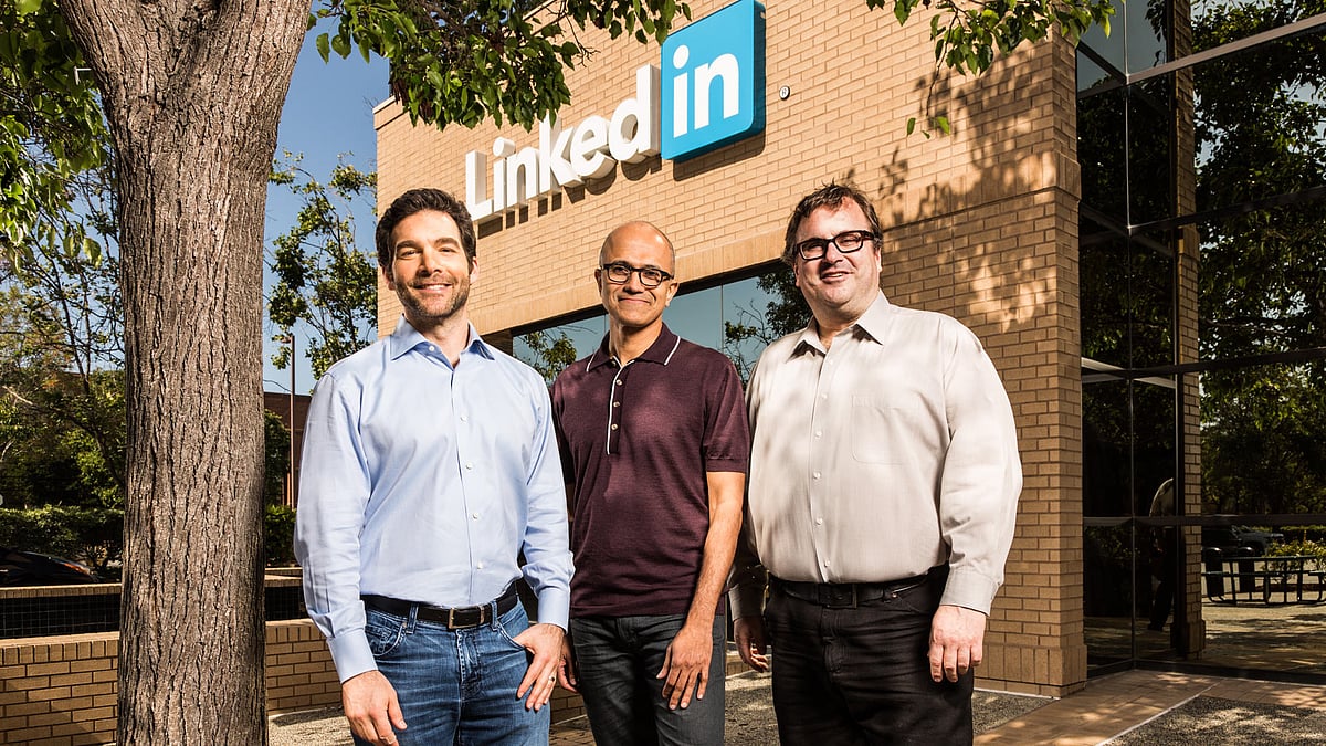 LinkedIn CEO Jeff Weiner (left) will become executive chairman after 11 years as CEO of the Microsoft-owned business. 