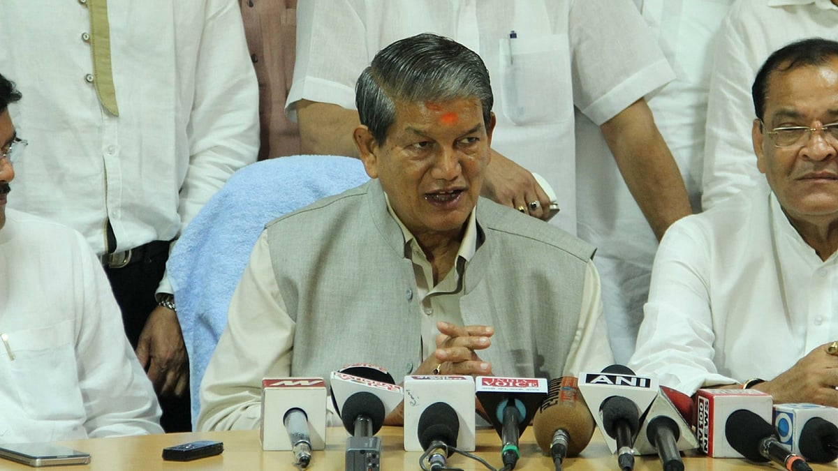 Harish Rawat at a press conference in Dehradun. (Photo: IANS)
