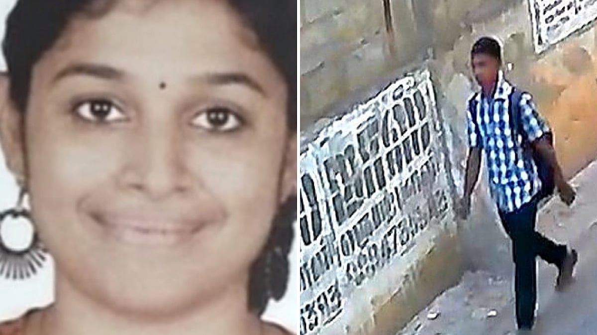 Swathi S (L) and her alleged killer (R). (Photo: <b>The Quint</b>)