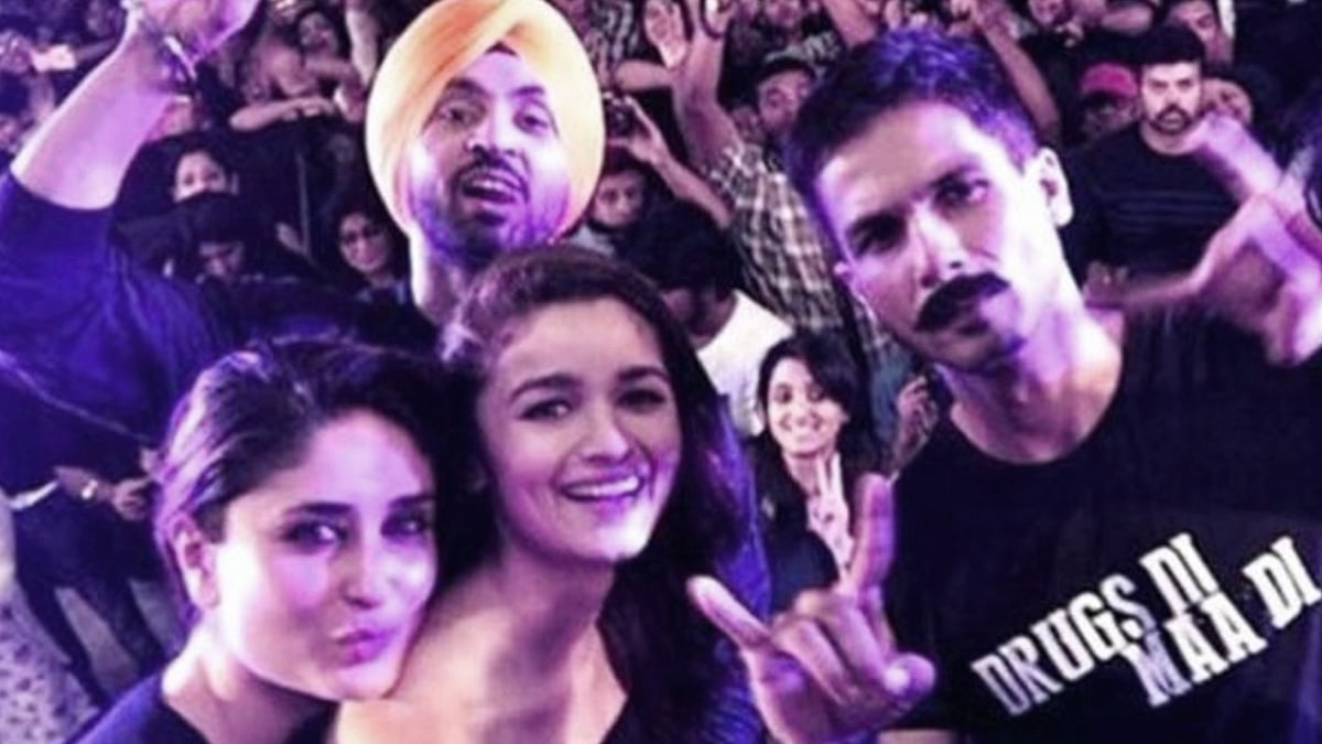 Kareena Kapoor, Alia Bhatt, Diljit Dosanjh and Shahid Kapoor come together to launch the trailer of Udta Punjab (Photo Courtesy: Twitter/@KareenaUpdates)
