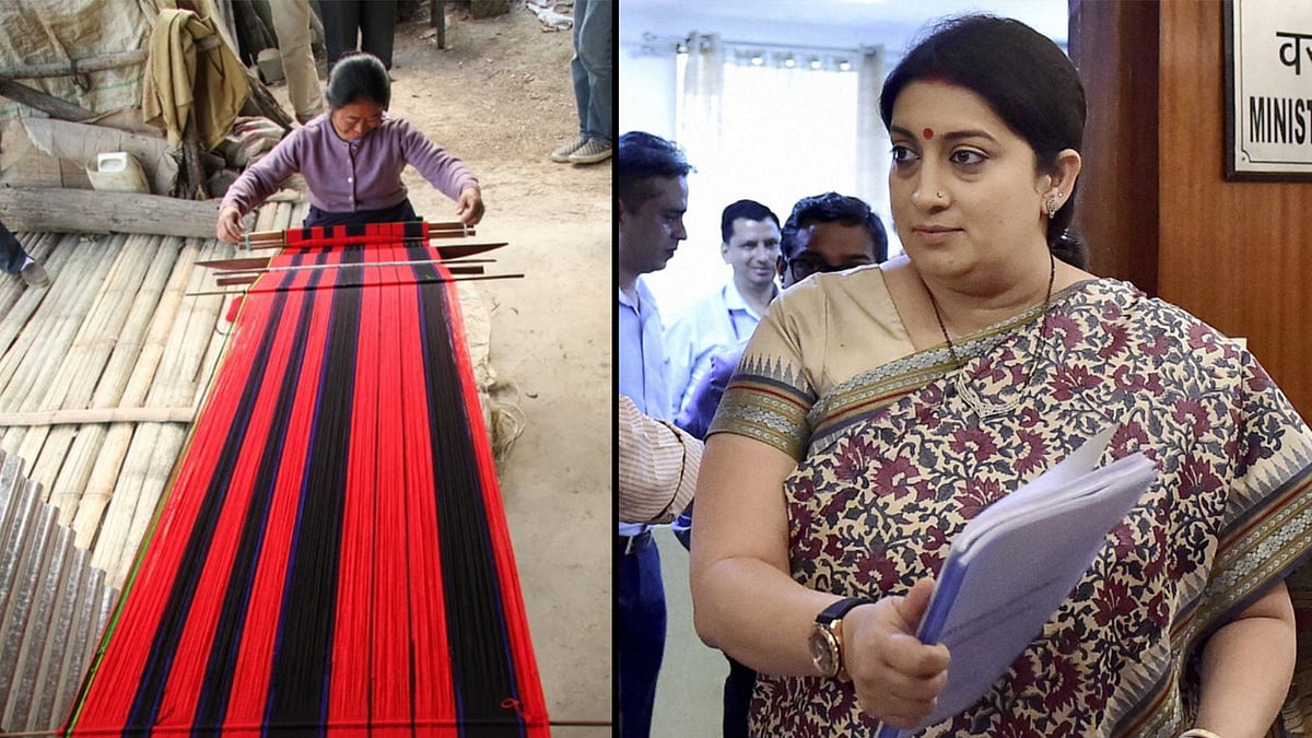 Former HRD Minister Smriti Irani has now been moved to the Textiles Ministry. (Photo: altered by <b>The Quint</b>)