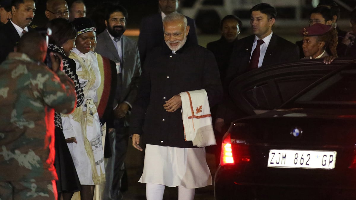 Prime Minister Narendra Modi arrives in South Africa. (Photo: AP)