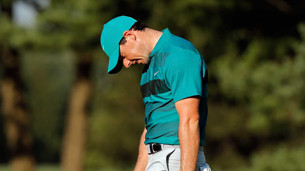 Rory McIlroy reacts to missing a putt on the 15th hole during the second round of the PGA Championship. (Photo: AP)