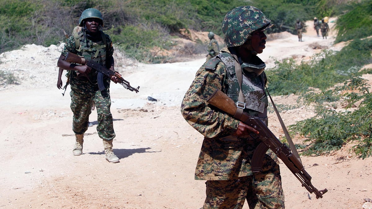 African Union soldiers, (AU) patrol in the Marka district 90k (56 miles) from the Somali capital, Mogadishu on Sunday, 17 July 2016 in the light of terrorist attacks in the capital. (Photo: AP)