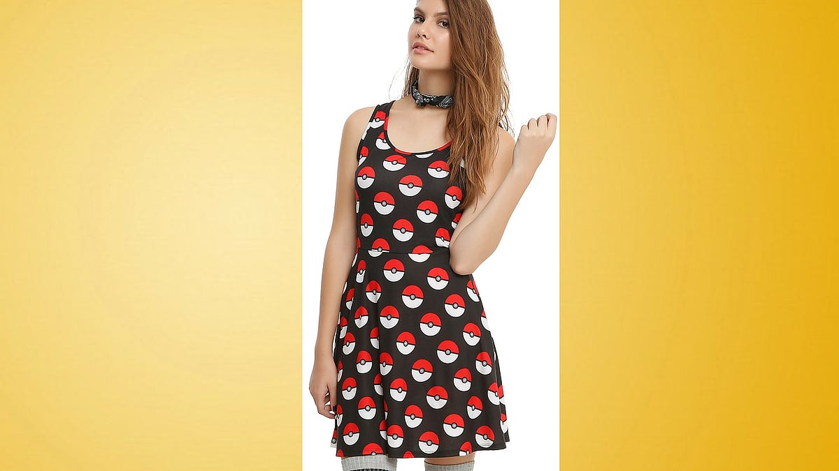 

Pokemon Poke Ball dress. (Photo: <a href="http://www.hottopic.com/product/pokemon-poke-ball-print-dress/10431175.html?cgid=pop-culture-shop-by-license-pokemon">Red Bubble)</a>