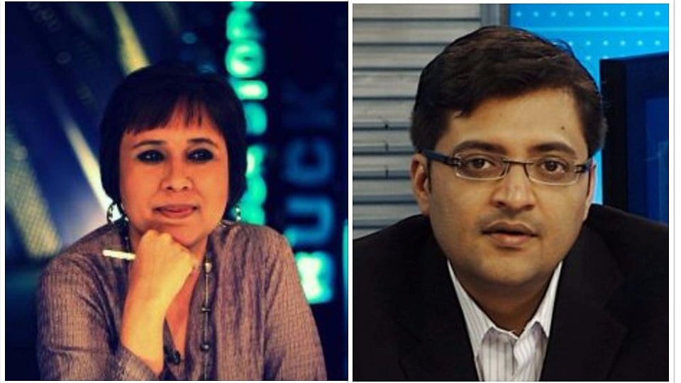 Photo altered by <b>The Quint. </b>(Photo Courtesy: facebook/<a href="https://www.facebook.com/BarkhaDutt/photos/a.558218714311751.1073741828.211005685699724/572262396240716/?type=3&theater">barkha dutt</a> , facebook/<a href="https://www.facebook.com/pages/Arnab-Goswami/108334302521621?fref=ts">Arnab Goswami</a>)