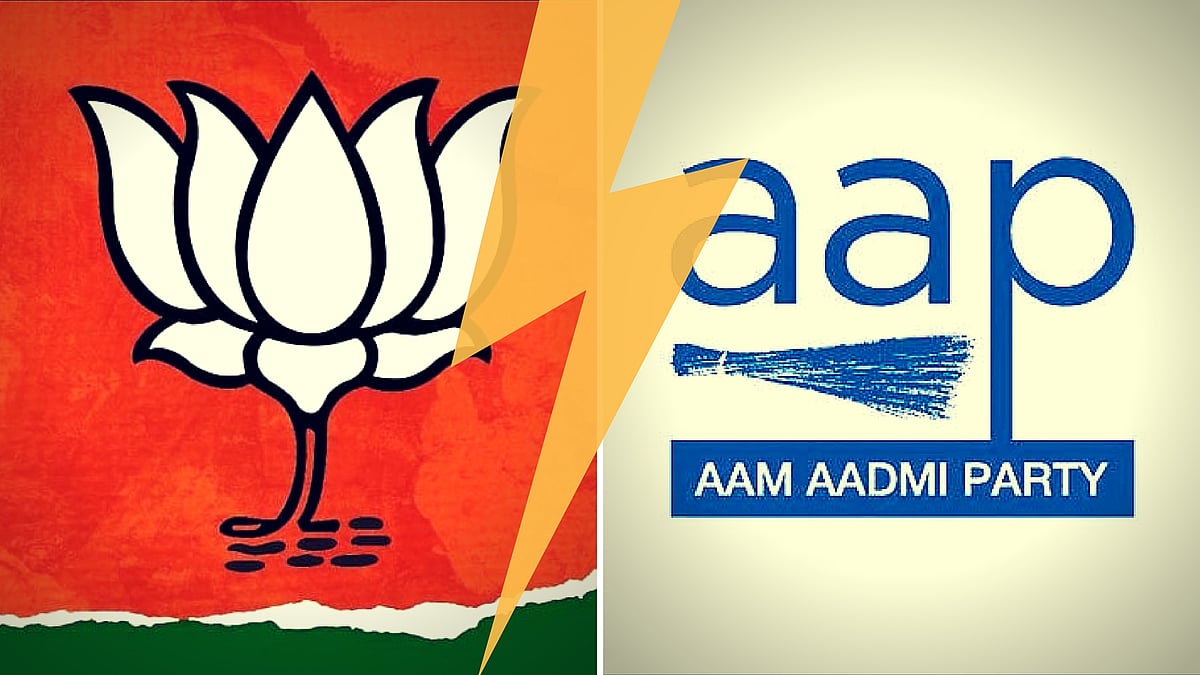 BJP accused the AAP of burning the 2014 manifesto of the saffron party which had photos of BJP leaders.