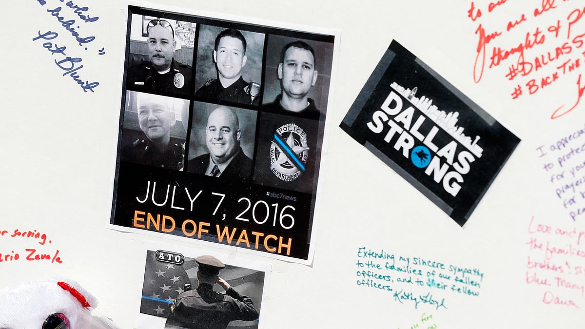 

A photograph of the five police officers killed during a protest earlier this month in Dallas, July 19 2016. (Photo: AP)