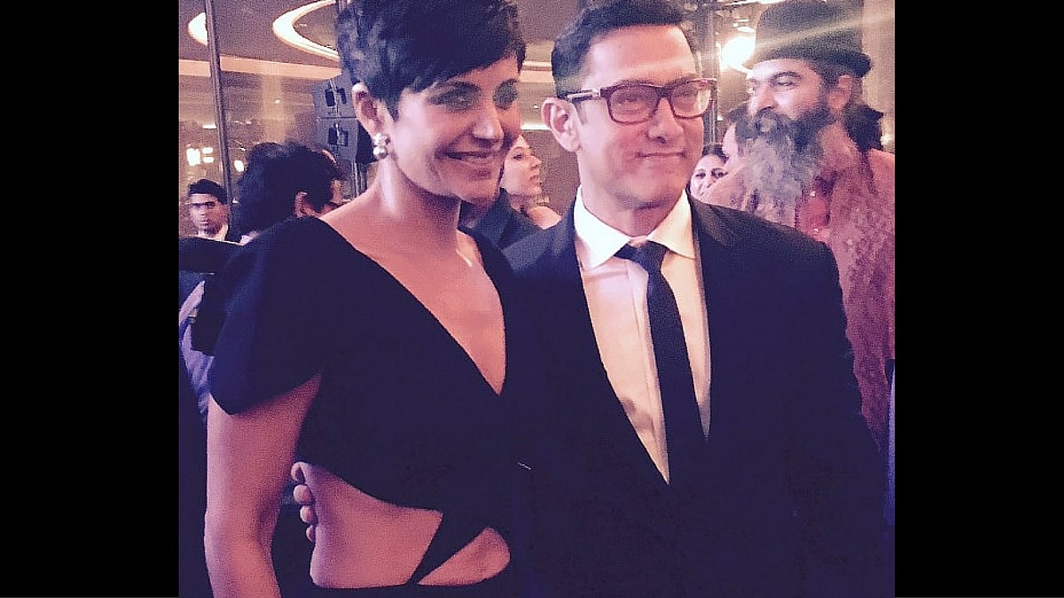 Aamir Khan with Mandira Bedi at an event recently. (Photo: <a href="https://twitter.com/mandybedi">Twitter/mandybedi</a>)
