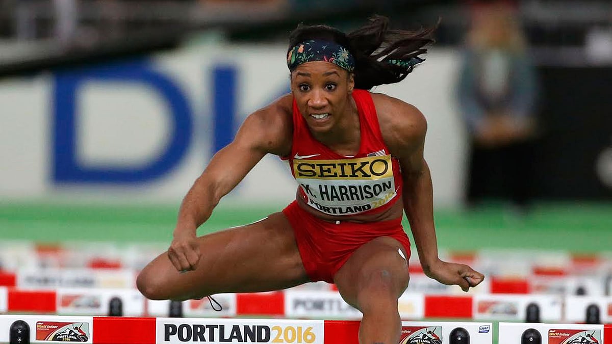 Kendra Harrison of the US competes in a women’s 60 metre hurdles heat during the IAAF World Indoor Athletics Championships in Portland, Oregon. (Photo: Reuters)