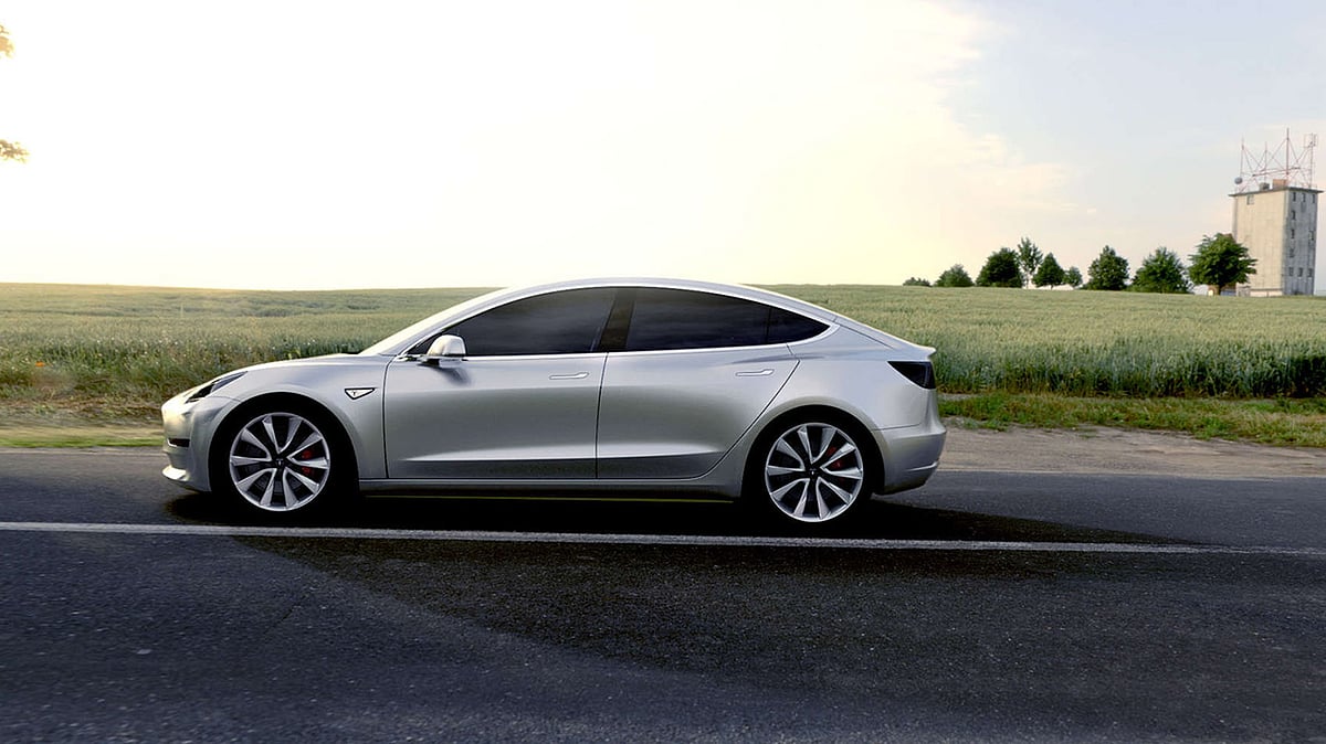 Side profile of the Tesla Model 3. 