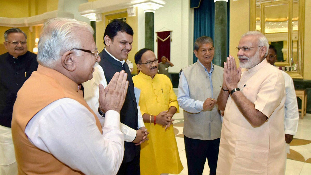 File photo of Prime Minister Narendra Modi with Maharashtra Chief Minister Devendra Fadnavis and others.