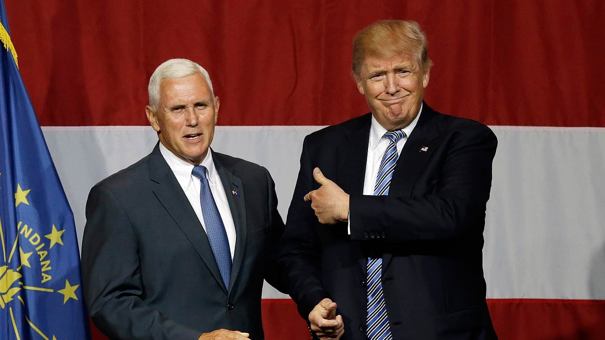 Republican vice presidential candidate Mike Pence with Trump. 