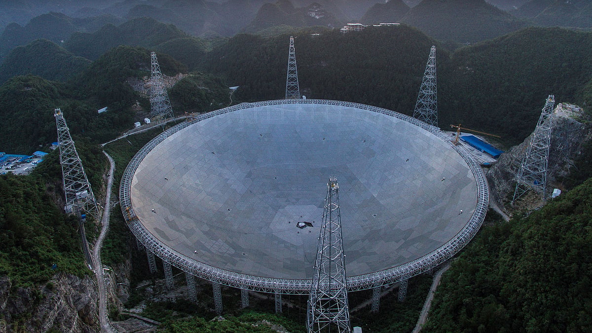 The Five-hundred-meter Aperture Spherical Telescope (FAST) in Pingtang County in southwestern China’s Guizhou Province. (Photo: AP)