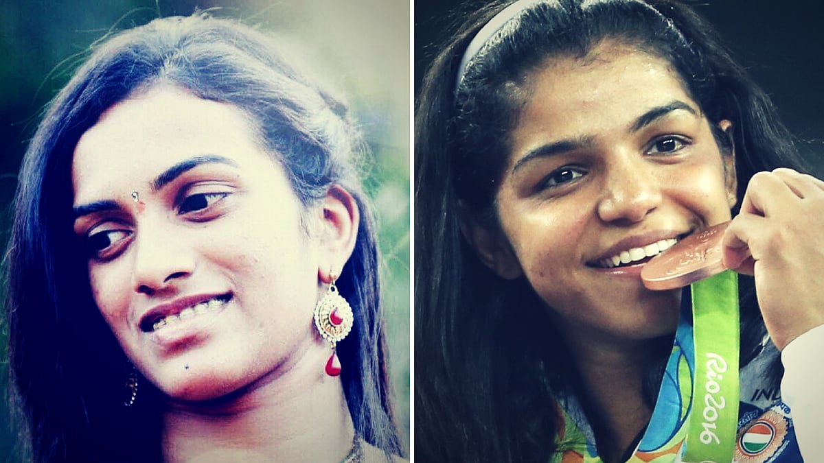 PV Sindhu and Sakshi Malik have been India’s shining beacons. (Photo Courtesy: <a href="https://www.facebook.com/PVSindhu.OGQ/photos/a.620800007996560.1073741826.243043172438914/741535825922977/?type=3&theater">Facebook/PV Sindhu</a>/Reuters; Image Altered by <b>The Quint</b>)