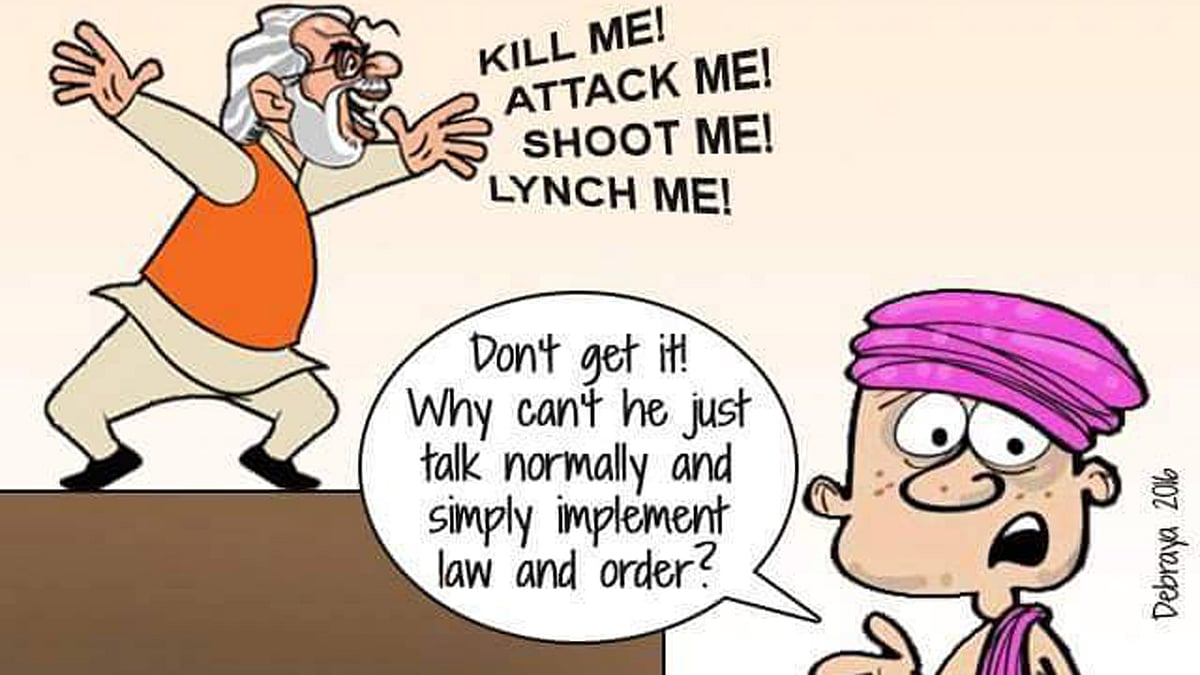 Narendra Modi on Sunday appealed to the public to “attack him, not his Dalit brethren”. (Photo Courtesy: Twitter/ <a href="https://twitter.com/SwachhPolitics">Swachh Politics)</a>