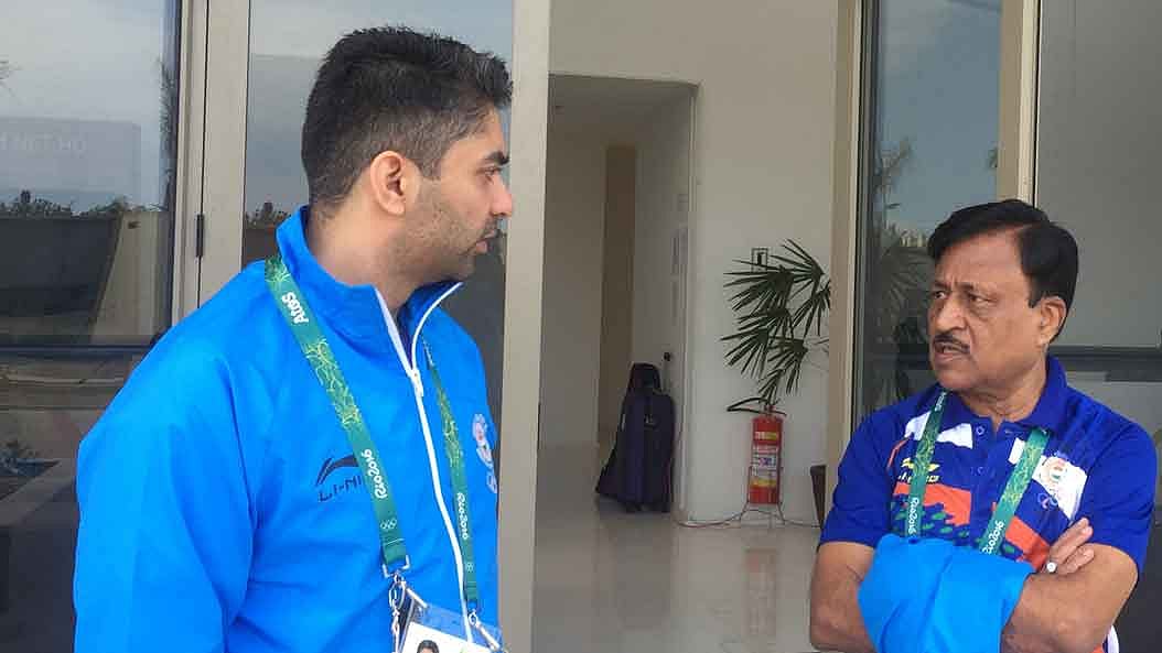Abhinav Bindra with India’s Chef de Mission in Rio, Rajeev Gupta. (Photo: IANS)