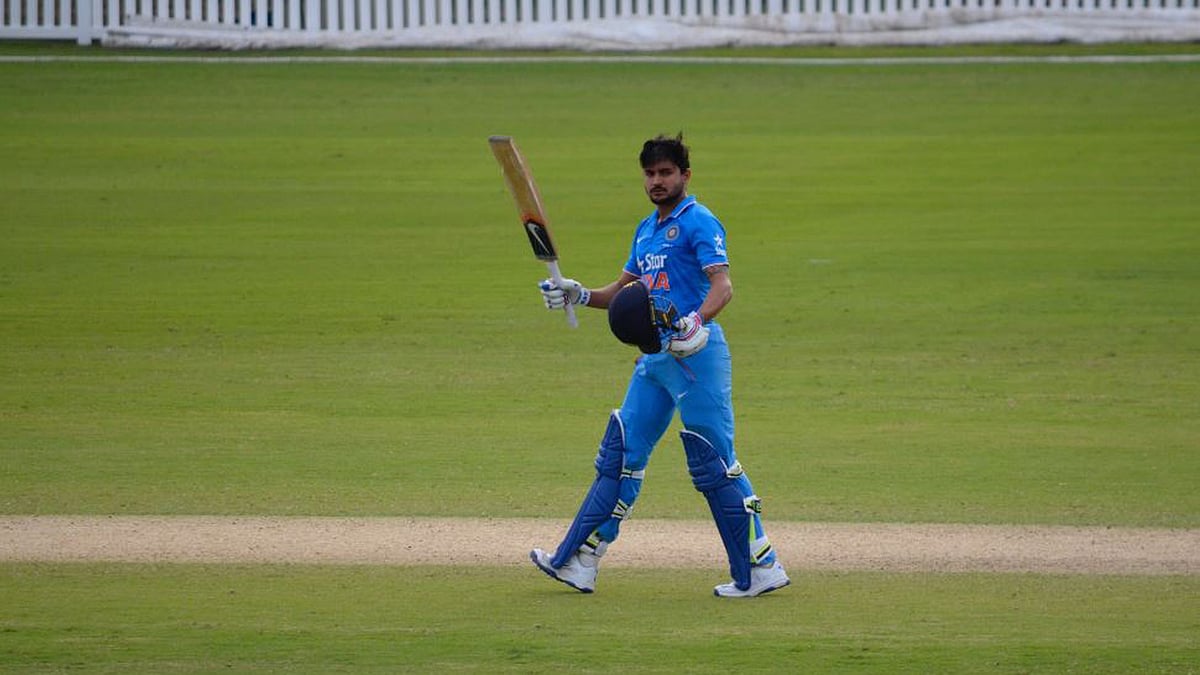 India A skipper Manish Pandey celebrates after scoring his second century of the Quadrangular tour. (Photo: Twitter/<a href="https://twitter.com/CricketAus">@Cricket Australia</a>)