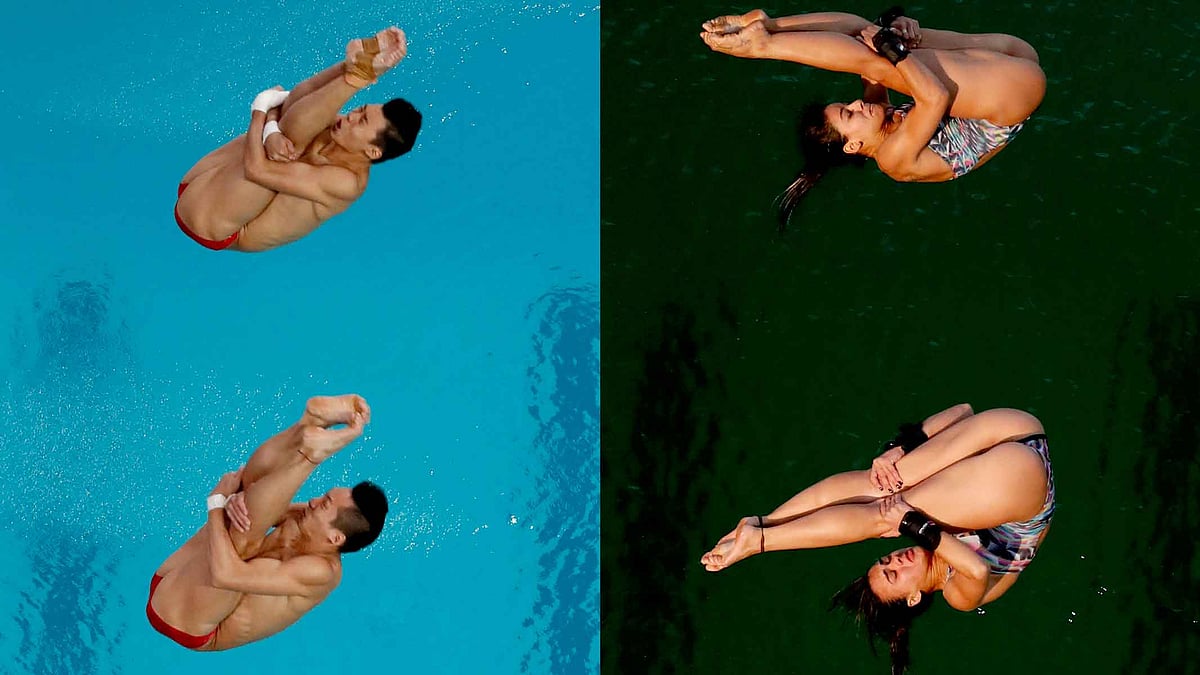 Green, not gold, was the color of the day at the Olympic diving venue on Tuesday. (Photo: AP)