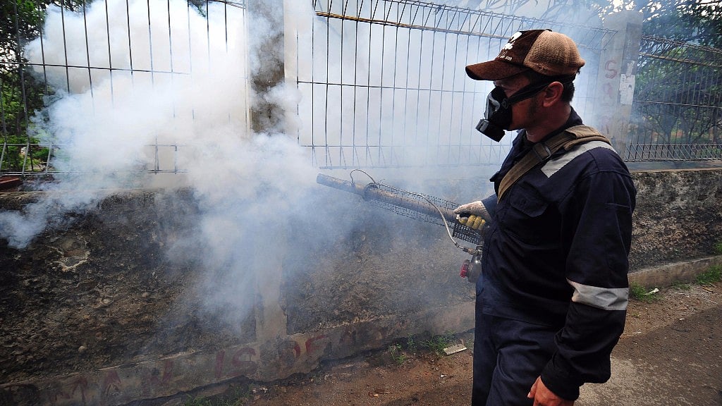 A worker sprays anti-mosquito fog (Photo: IANS)