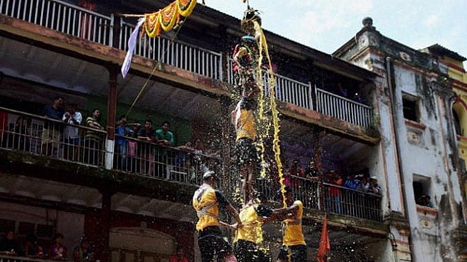 The Dahi-Handi ritual is one of the most popular ones during Janmashtami celebrations. (Photo: PTI)