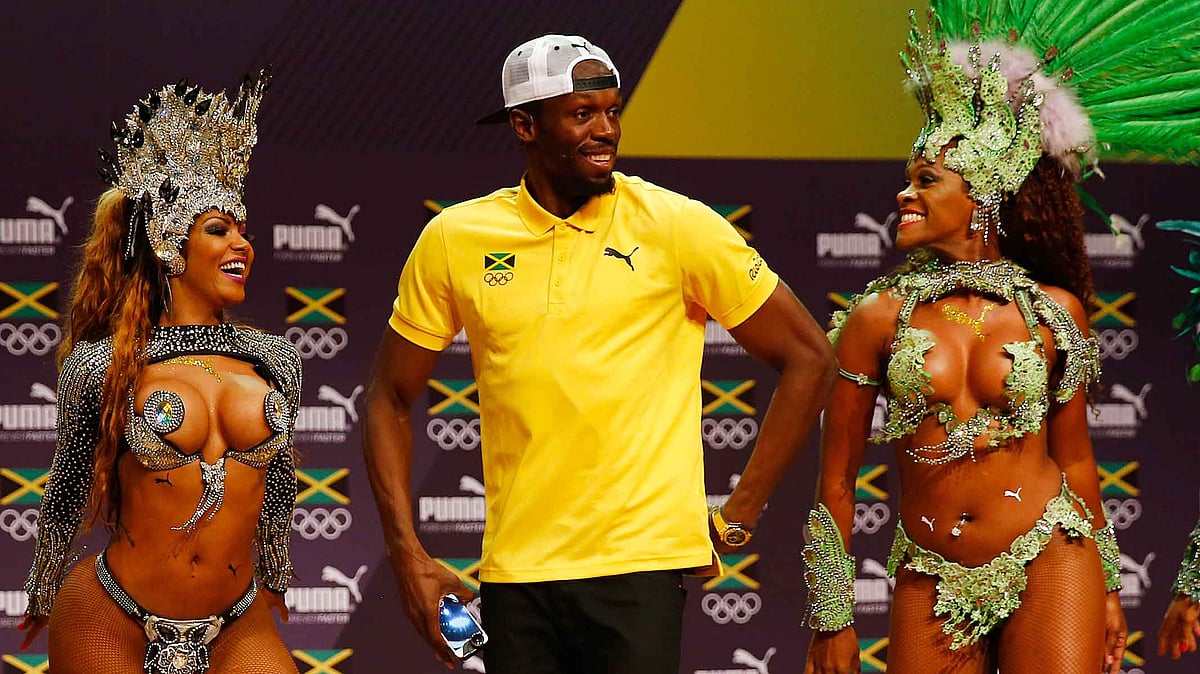 The world 100-metre record holder won over the 530 media people at the Jamaica team press conference. (Photo: Reuters)
