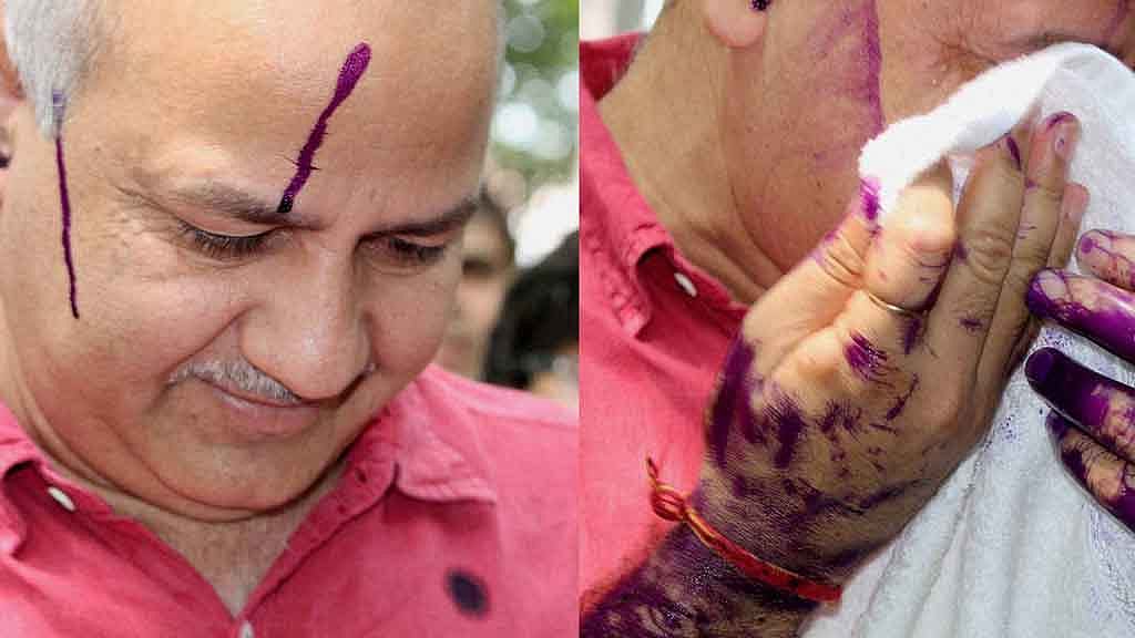 Delhi Deputy CM Manish Sisodia had ink thrown on him outside Lt. Governor Najeeb Jung’s house. (Photo: PTI)