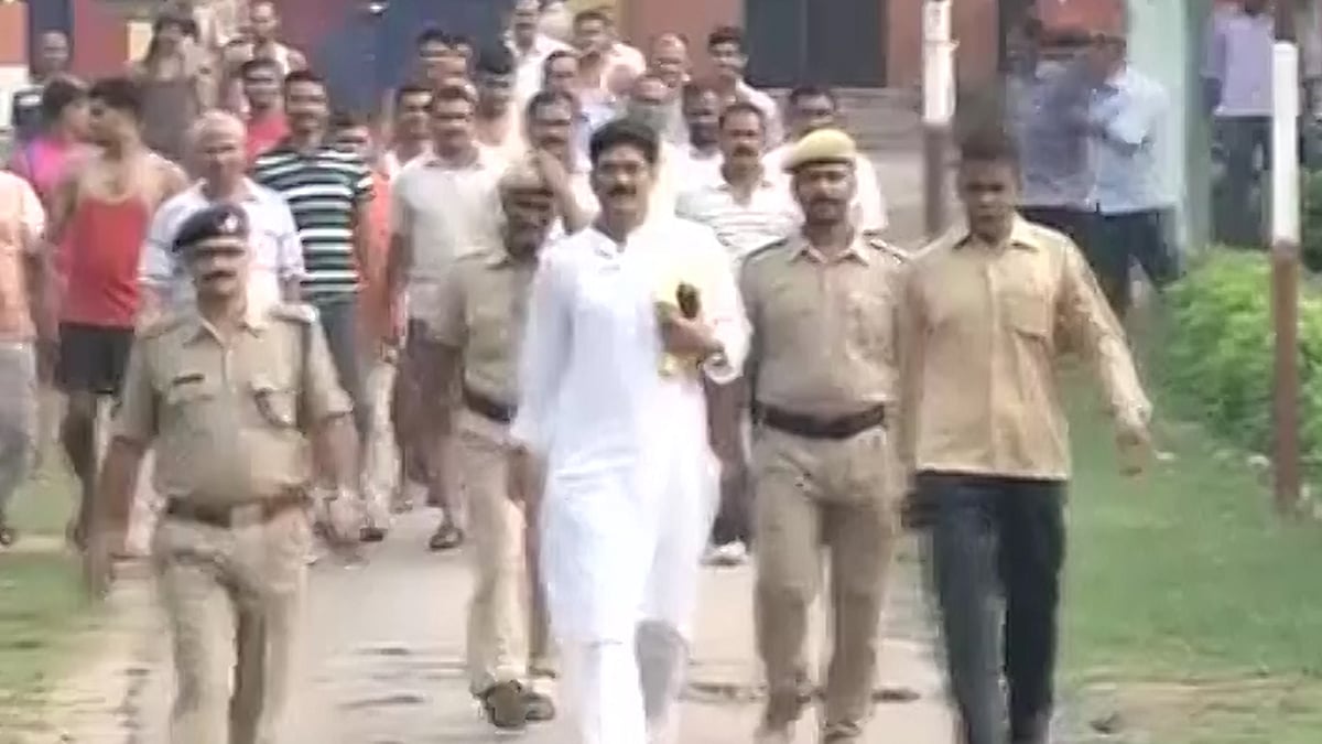 Former RJD leader Mohammad Shahabuddin walks out on bail (Photo: ANI Screengrab)