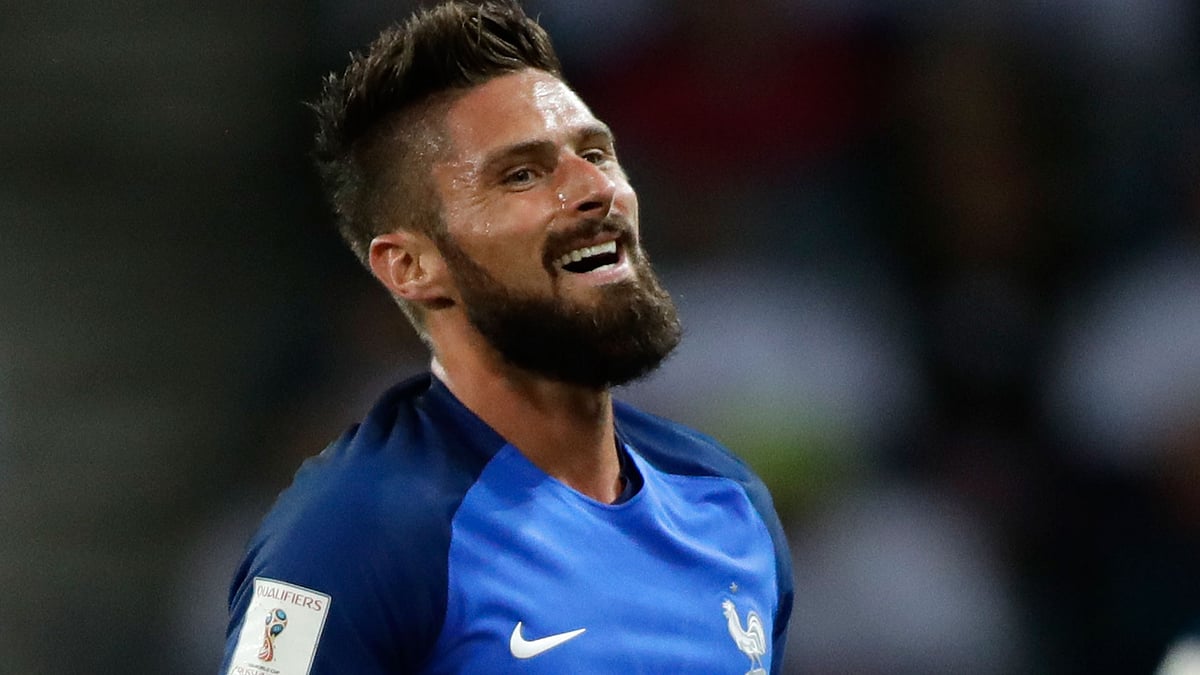 France’s Olivier Giroud reacts during the World Cup Group A qualifying match between France and Belarus. (Photo: AP)&nbsp;