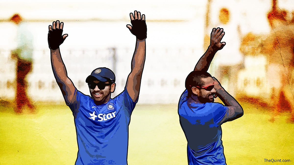 Is success in coloured clothes helping Shikhar and Rohit maintain their spot in the Test team? (Photo:TheQuint/Liju)